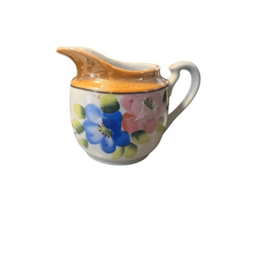 Vintage Japanese Lusterwear 3" Tall Floral Cream Pitcher Beautiful!!